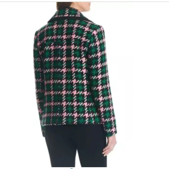 KATE SPADE NEW YORK Double-Breasted Houndstooth Wool Blend Peacoat Size XS - Picture 2 of 12